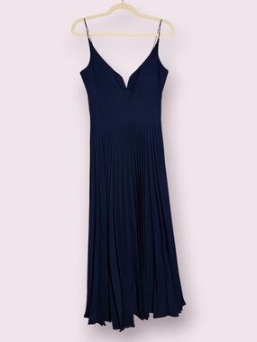 Nicole Miller Collection Navy Blue Sleeveless Pleated Dress Size 4